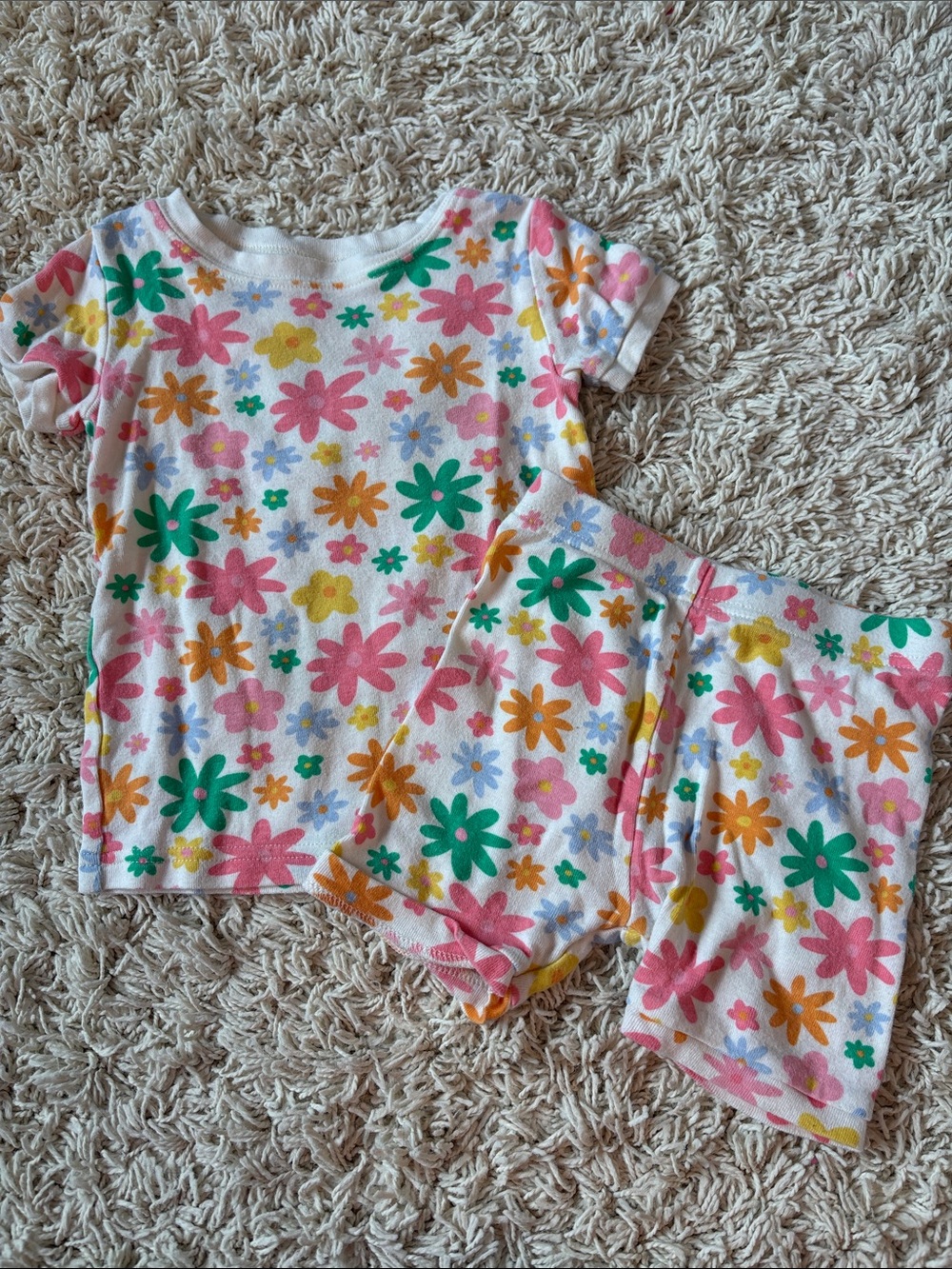 Old Navy White Floral Short Sleeve Pajama Set